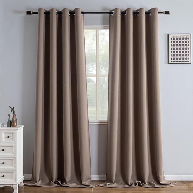 IGEMAEVE Blackout Curtains for Bedroom Rod Pocket Khaki 52" W x 96" L | Living by IGEMAEVE