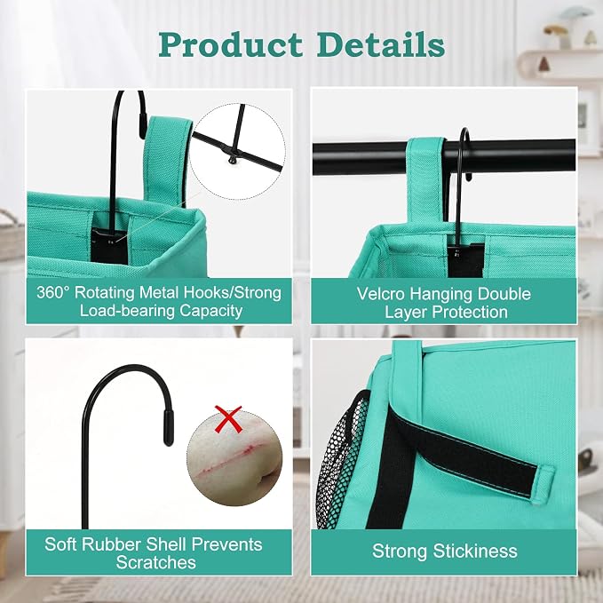 Surblue Bedside Organizer with Hook Hanging Storage Bag with Adjustable Strap - Image 5