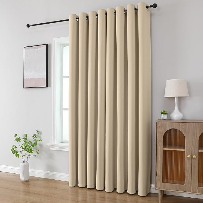 CUCRAF Light Beige Blackout Curtains 63 inch Length 2 Panels Set, Room - Image 8