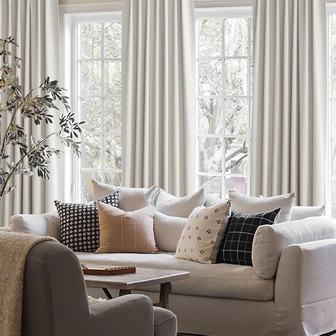 QJmydeco 78 Inch Long Linen Blackout Curtains, 2 Panels Set - Image 7