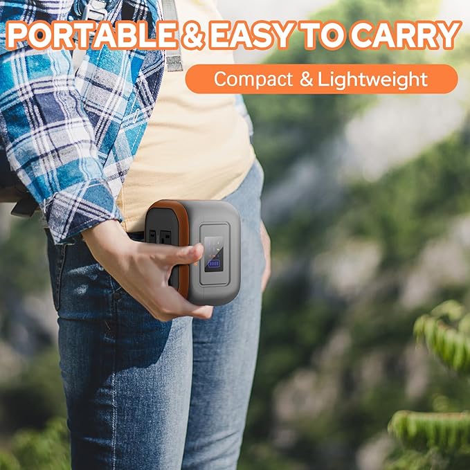 Portable Power Station with Foldable Solar Panel Charger 30W, 120W Camping Power Bank with AC Outlet, 110V Battery Pack for Laptop Smart Devices RV Outdoor Travel Hiking Fishing Power Outage Backup