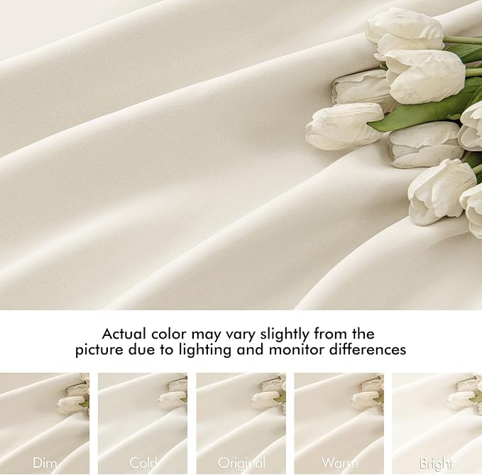 MIULEE Beige White Back Tab Blackout Curtains 52x90 Inch Long 2 Panels Set | - Image 8