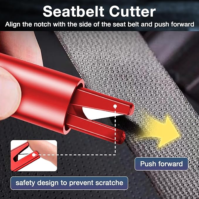 MOTORBUDDY Window Breaker Seatbelt Cutter, Car Window Breaker Tool, Emergency Glass Breaker and Auto Escape Tool，Car Accessories for Women
