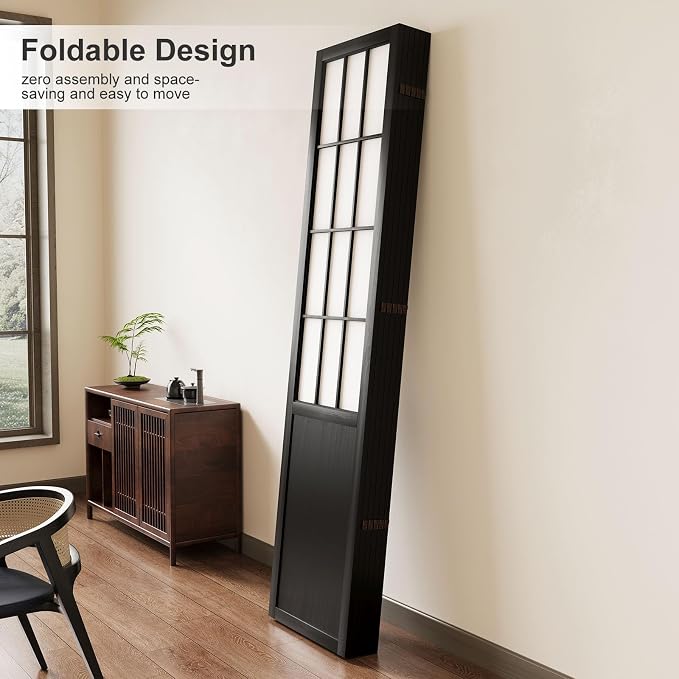 Room Divider, 66.9Inch Tall Japanese Shoji Style Folding Wood Screen - Image 5