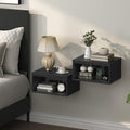 MAHANCRIS Floating Nightstand Set of 2, Wall Mounted Bedside Table | Black by MAHANCRIS