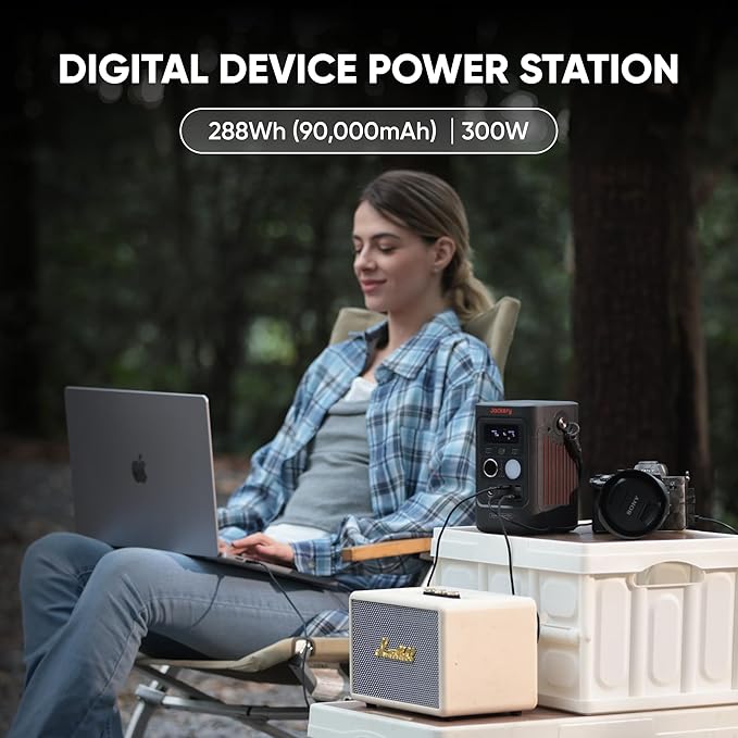 Jackery Solar Generator 300D, 288Wh LiFePO4 Portable Power Station with 40W Solar Panel, 300W DC Output, 140W USB-C Charging Cable Included, for Camping, Travel & Starlink Mini