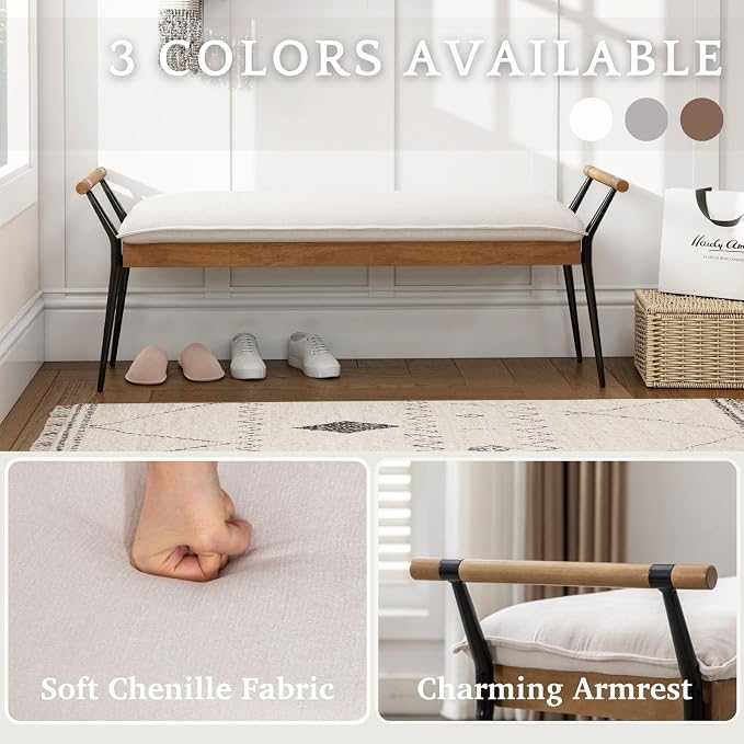 LukeAlon Modern Chenille Ottoman Bench - Image 3