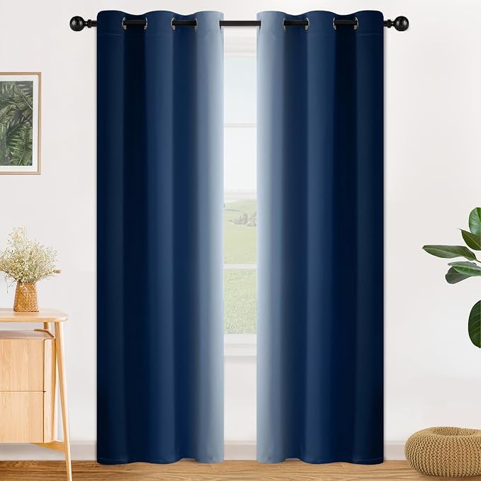 SimpleHome Ombre Blue to Grey White Curtains by SimpleHome