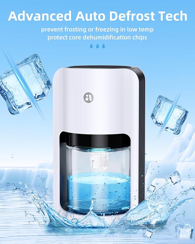 Dehumidifiers for Home, 42oz Dehumidifier for Bathroom, Dehumidifiers for Room with Auto Shut Off, Auto Defrost Quiet Dehumidifier for Bedroom Wardrobe Closet Trailer RV