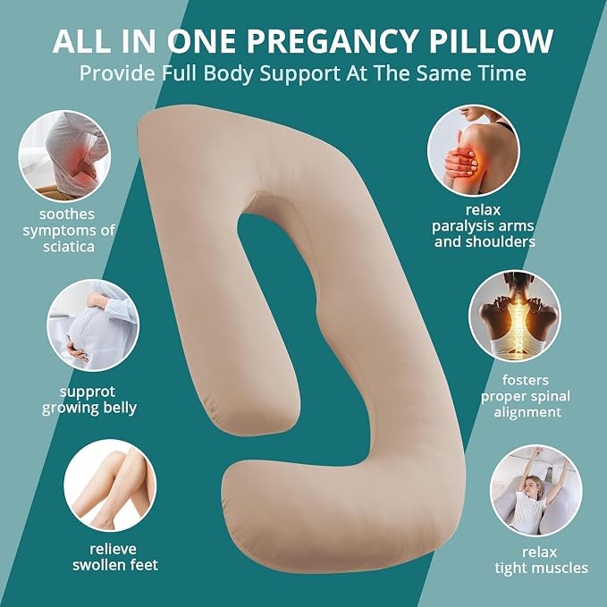 Cooling Pregnancy Pillows for Sleeping, Down Alternative, Removable Cover - Image 7