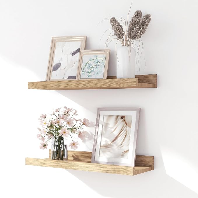 Oak Floating Shelves for Wall Decor, 14 in Shelf by Unknown