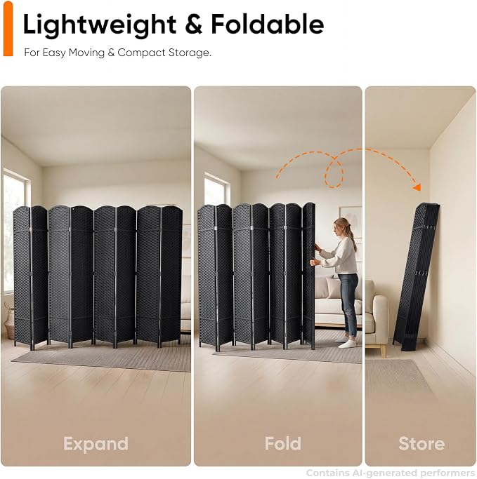 Outdoor Privacy Screen 8-Panel Folding Room Divider Space Partition | 67"H - Image 4