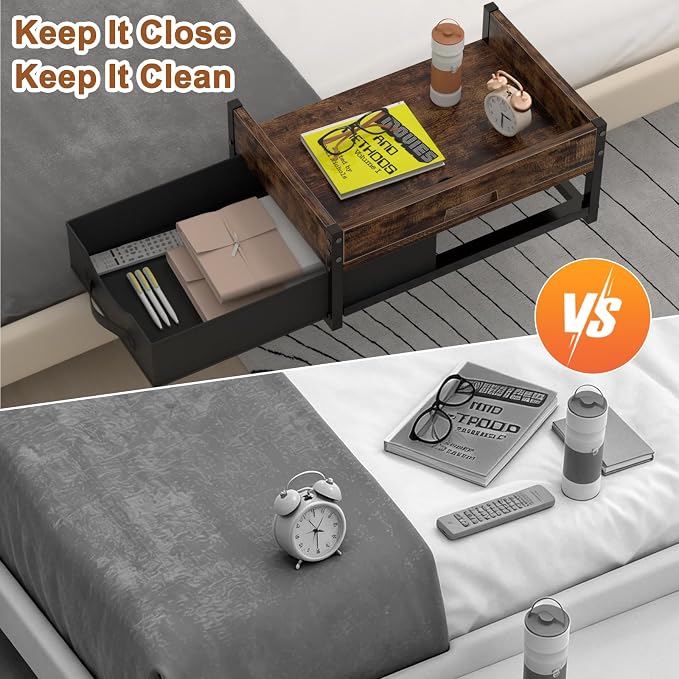 2 Tier Bedside Shelf, Clip on Bedside Caddy Organizer - Image 8