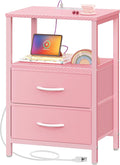 Huuger Nightstand with Charging Station, Side Table with Fabric Drawers | End by Huuger