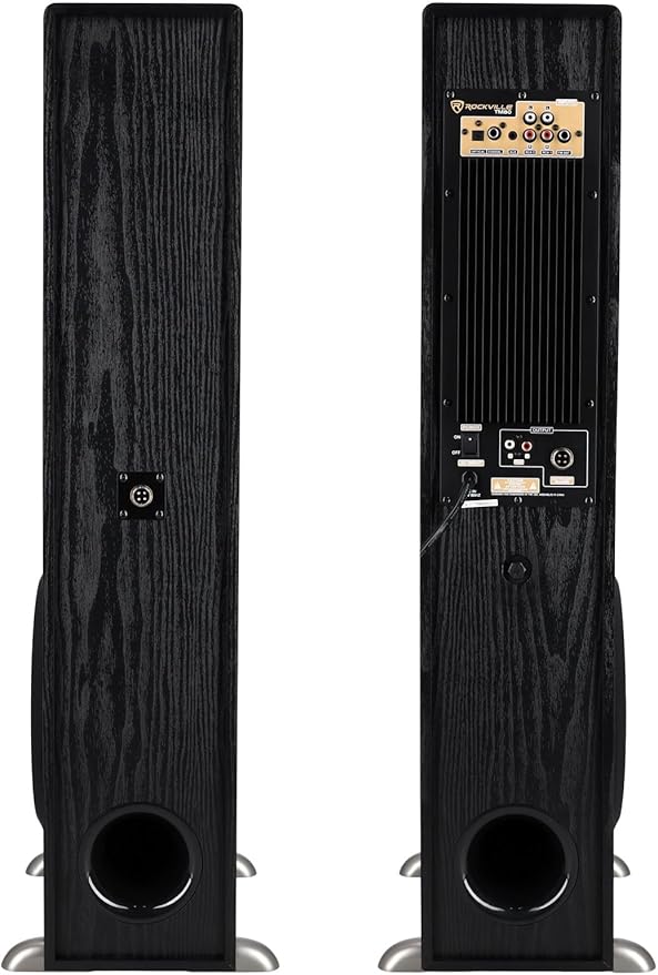 Rockville TM80B Powered Home Theater Tower Speaker System, Black, 800W, 8" Subwoofers, Bluetooth, USB/SD Playback, FM Radio, Remote Control, Karaoke Ready, Perfect for Home Entertainment