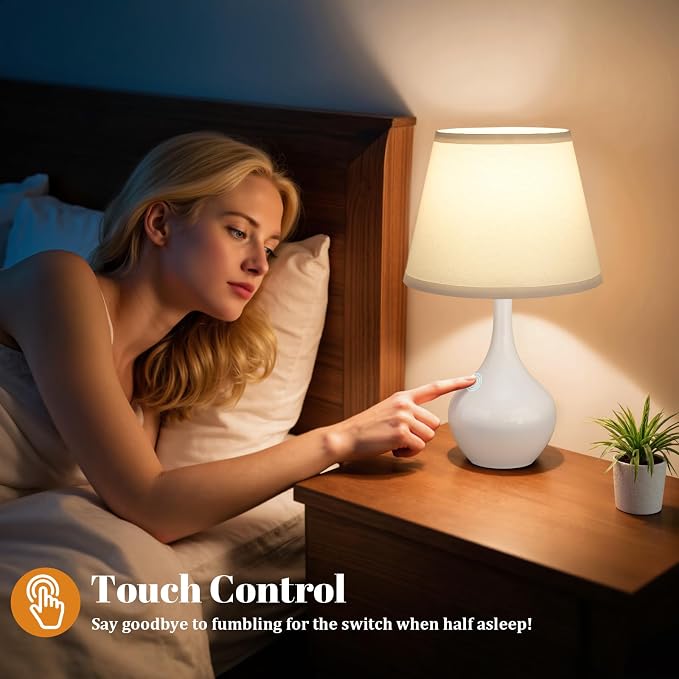 16.1" Touch Table Lamp for Nightstand, 3 Way Dimmable Small Bedroom Lamp | - Image 3
