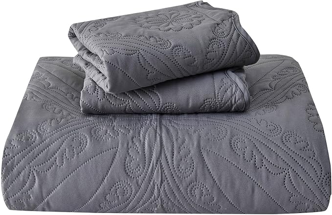 Kingnex Oversized King Bedspreads 128x120 Ultrasonic Quilted Dark Grey | Extra - Image 8
