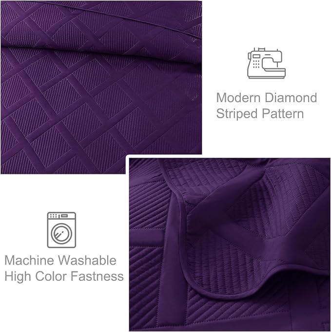 Exclusivo Mezcla Quilt King Size, Deep Purple | Soft Bedspreads - Image 5