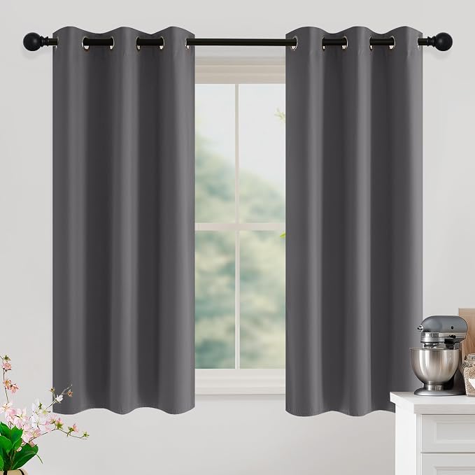 NICETOWN Grey Light Blocking Curtains 54 Inches Long 2 Panels by NICETOWN
