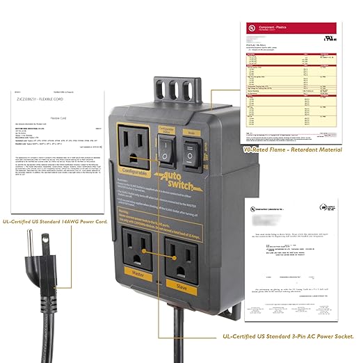 O'SKOOL Configurable Automatic Vacuum Switch for Power Tools with Dual Tool Outlets, Load-Sensing Delayed On/Off Dust Collector Controller for Cleaner Workshop and Reduced Airborne Dust, PTA029
