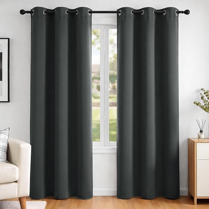 Deconovo Blackout Curtains for Bedroom and Living Room 72 Inches Long | Black by Unknown