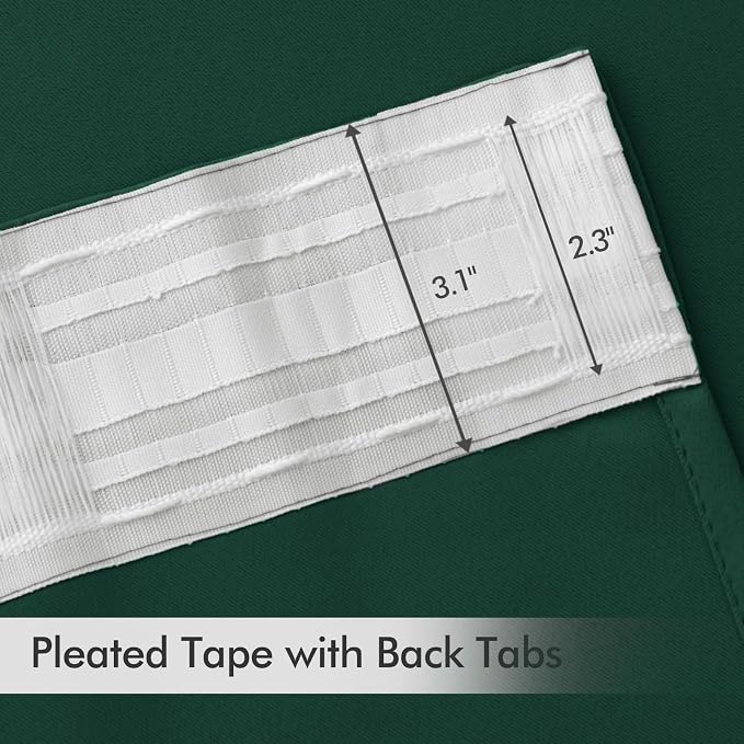 MIULEE Christmas Hunter Green Back Tab Blackout Curtains 52"x84" 2 Panels | Rod - Image 4