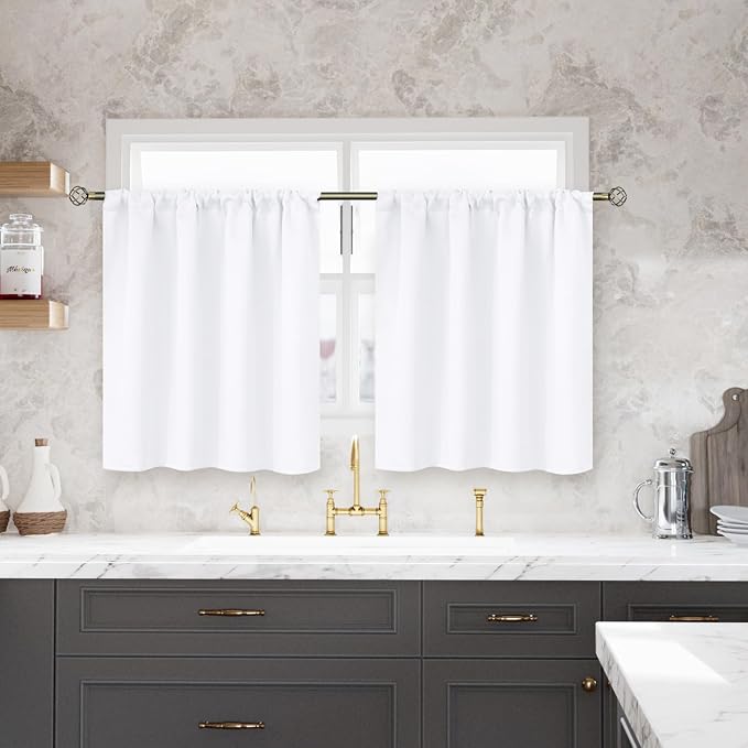 BGment Short White Kitchen Curtains 30 Inch Length by BGment