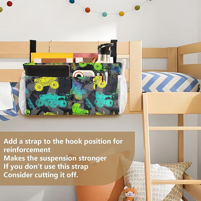 Monster Trucks tag8 Bedside Caddy Storage Bag Bedside Organizer - Image 6