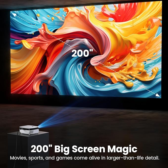 Mini Projector, NICPOW Upgrade Portable Outdoor Movie Projector, 1080P and 200" Supported Small Projector Compatible with TV Stick, Phone, PS5, HDMI, USB for Home, Bedroom, Gaming, Outdoor Use