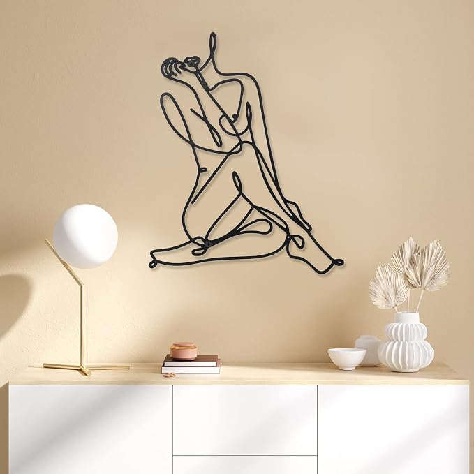 Photect 3 Pcs Metal Wall Art Decor Minimalist Abstract Woman Wall Art Metal - Image 4