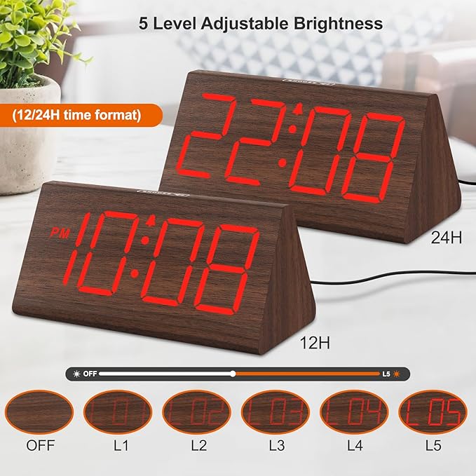 DreamSky Wooden Digital Alarm Clock - Image 4
