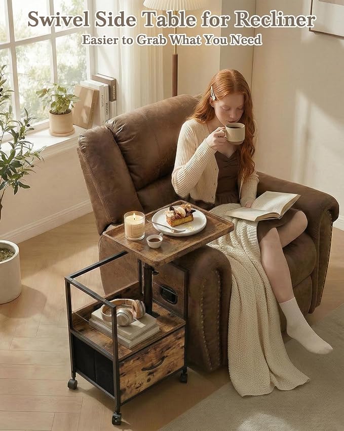 Faesun Swivel Lift Top Nightstand - Image 6