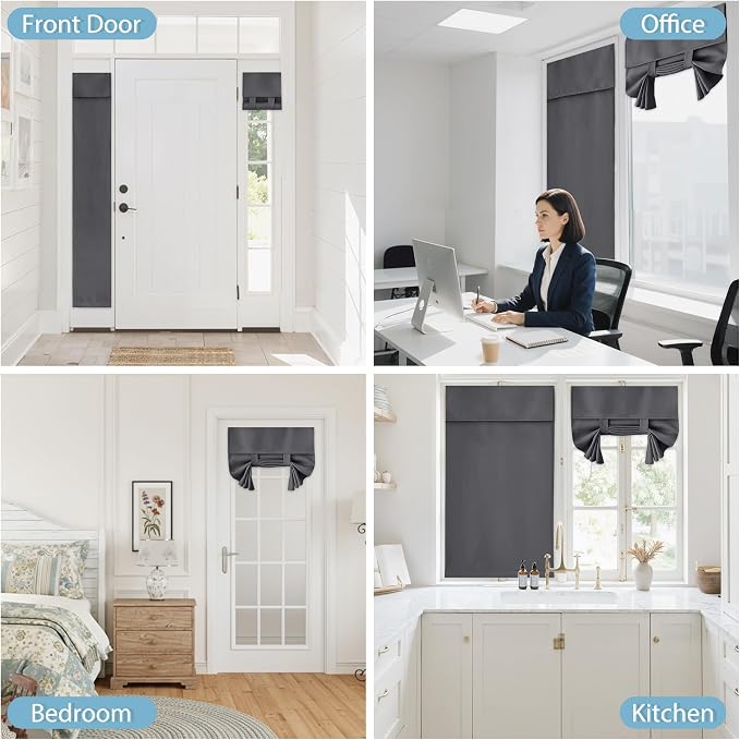 RYB HOME Blackout Door Curtain for Patio Front Tricia French Door Window | - Image 9