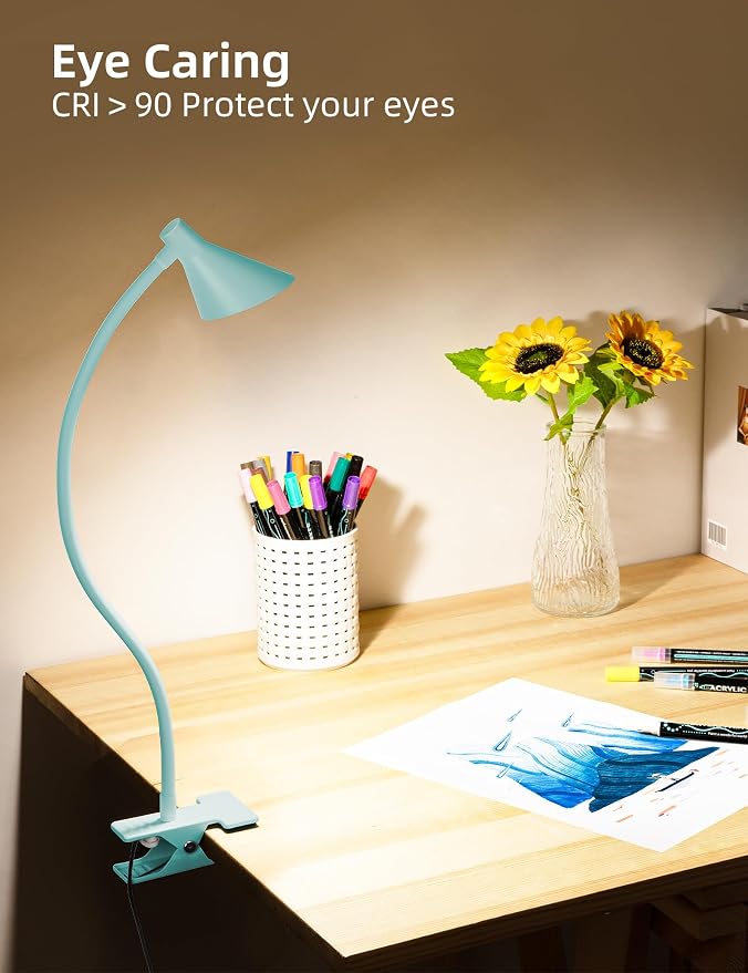 Clip on Light USB Reading Light, Eye Care Dimmable Reading Lamp Teal | 3 Color - Image 3