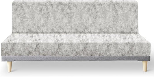 molasofa Leather Like Stretch Futon Slipcover Armless Futon Bed Sofa Cover Furniture Protector with Elastic Bottom, Soft and Washable Futon Cover for Sofa Bed Stay in Place（Medium，Beige）