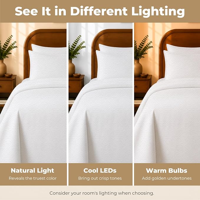 HLC.ME Lorenzo - 3 Piece Bedspread King Size Beige Quilt Bedding Set, - Image 7