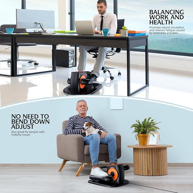 DUREXO Under Desk Elliptical, Leg Exerciser While Sitting for Seniors, Quiet Portable Electric Seated Pedal Exerciser with Remote Control and 12 Adjustable Speeds for Home Office