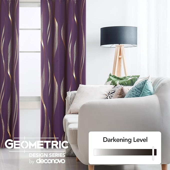 Deconovo Curtains for Living Room, Pattern Blackout Curtains 84 Inches Long | - Image 3