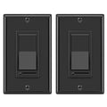 BESTTEN 2 Pack Dimmer Wall Light Switch, Single Pole or 3-Way LED Slide Dimmer Switch, Compatible with Dimmable LED, Incandescent, Halogen and CFL Bulbs, Wallplate Included, UL Listed, Gloss Black