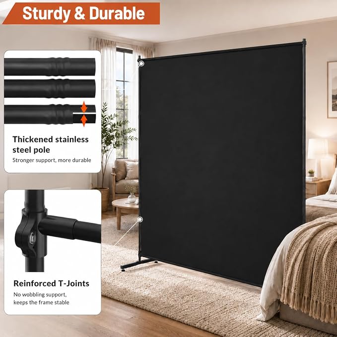 Room Divider, 72x72Inch Large Single Panel Privacy Screen - Image 3