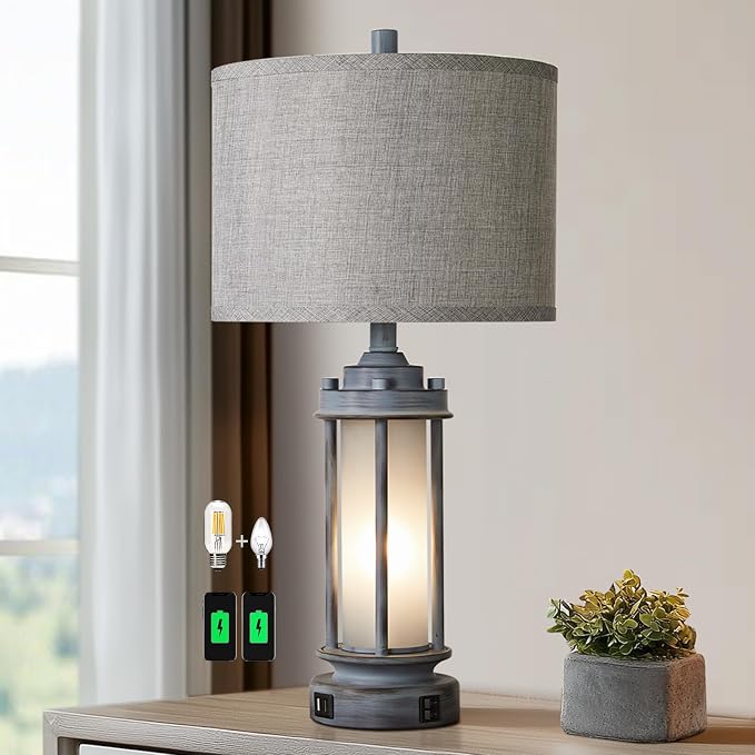 AIEAMPDO 25" Rustic Farmhouse Nightstand Lamp by AIEAMPDO
