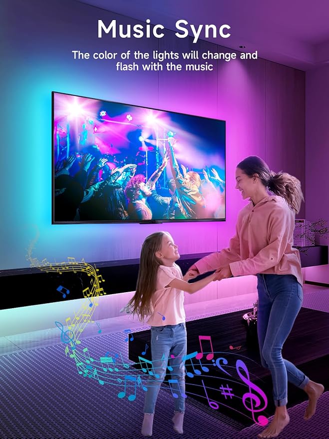KANTUTOE TV LED Lights, 13.1ft LED Lights for 43-60in TV, RGB TV Backlight Behind with Music Sync Bluetooth APP and Remote Control Strip Light USB Powered for Bedroom Gaming Room Decor