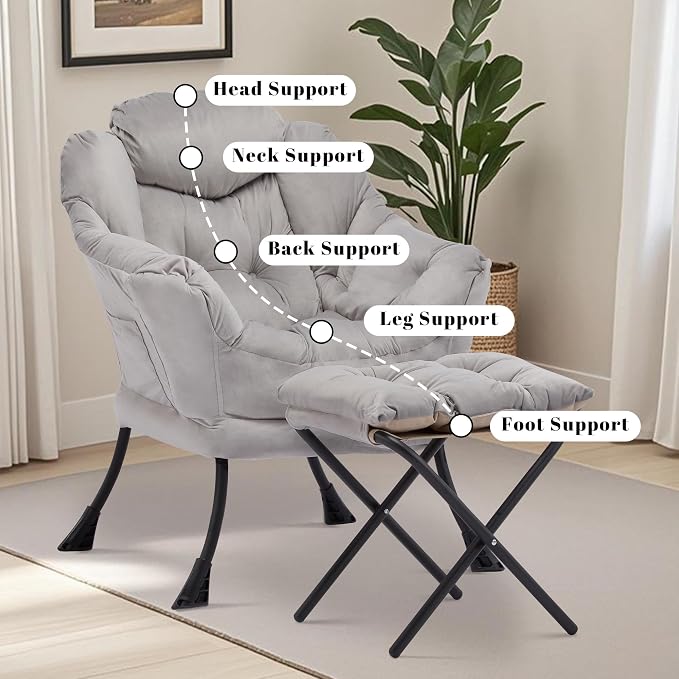 Lazy Chair with Ottoman, Comfy Reading Chair, Lounge Chair - Image 7