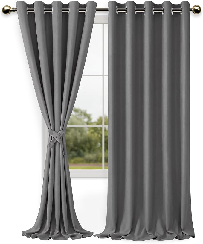 DWCN Grey Blackout Curtains – Thermal Insulated Light Blocking Privacy Grommet - Image 8