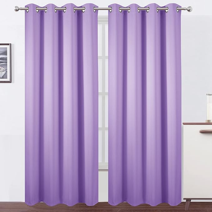 Lilac Blackout Curtains 52 x 84 inch/Lavender Curtains Set of 2 Panels/Thermal by Lemomo