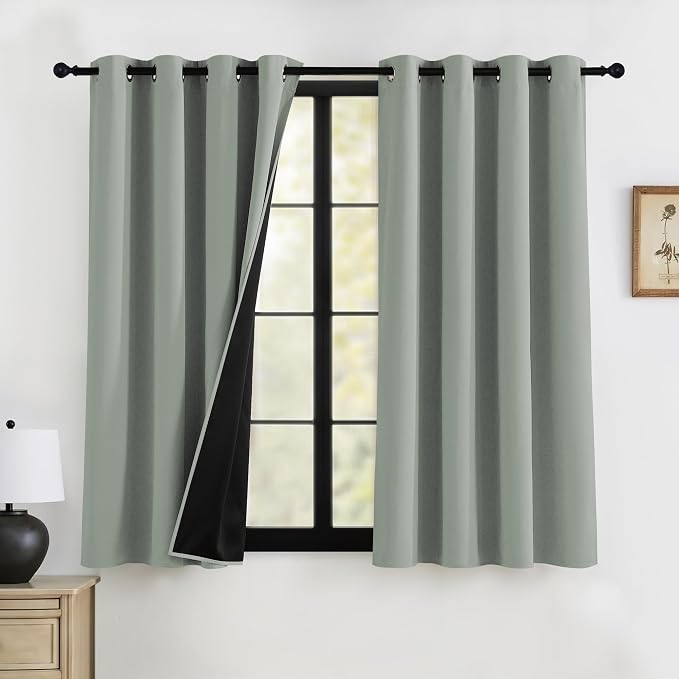 RYB HOME 100% Blackout Curtains 63 inches Length, Thermal Insulated | Total by RYBHOME