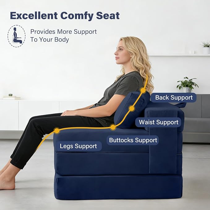 Folding Sofa Bed Chair, 4-Fold Convertible Sleeper Chair - Image 5