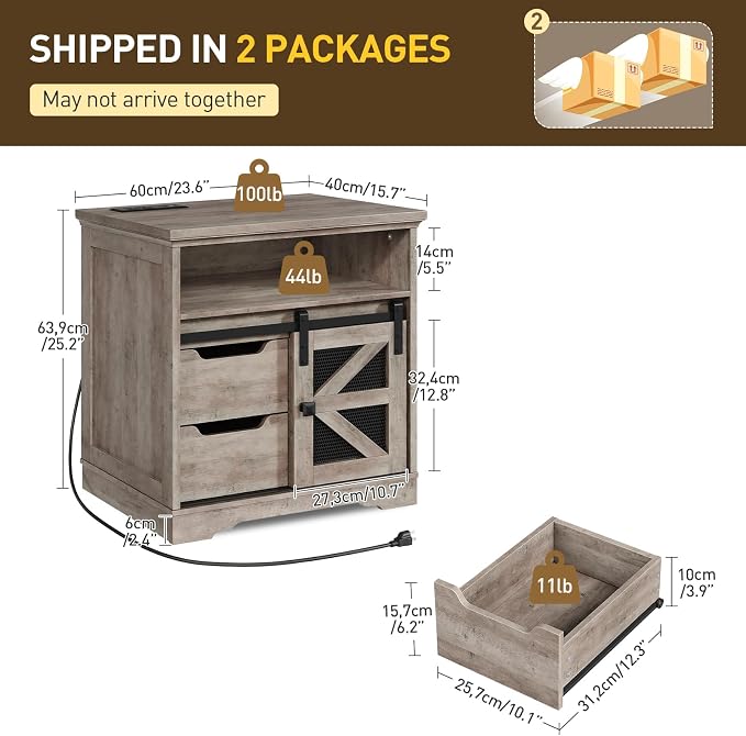 Farmhouse End Table Set of 2, Sofa Side Table - Image 3