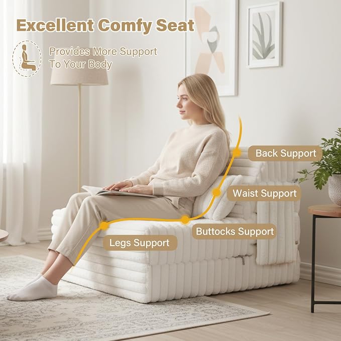 Folding Sofa Bed Twin Size, Convertible Sleeper Chair Mattress - Image 3