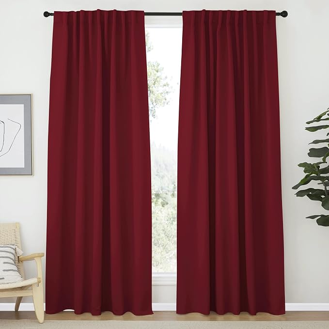 NICETOWN Christmas Burgundy Blackout Window Draperies Curtains by NICETOWN